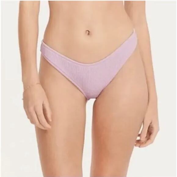 2/$15 NWT J. Crew Textured Curved-Waist Cheeky Bikini Bottom Purple Size S - Picture 1 of 10